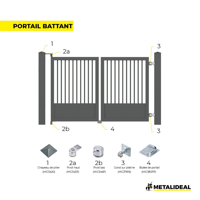 Pivot de portail roulement à bille partie haut | METALIDEAL